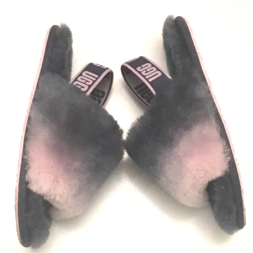 UGG Fluff Yeah Size 11 Slide Shoes Gradient Gray Pink Combo